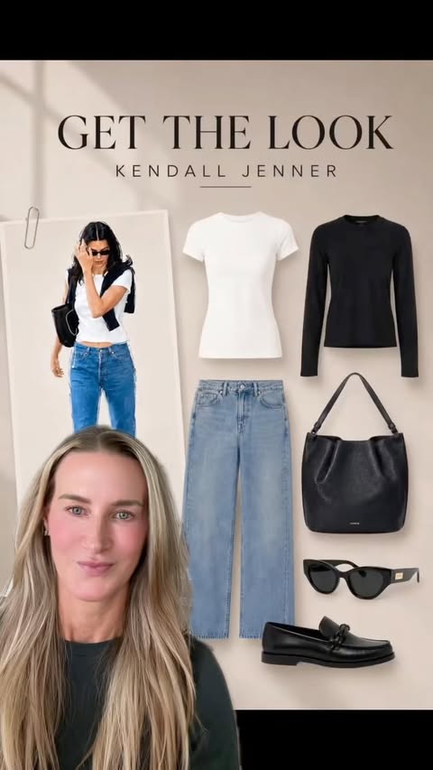 Instagram post by @celebstyleguide for Saks Fifth Avenue. Caption reads: Kendall Jenner inspired summer outfits are always....
