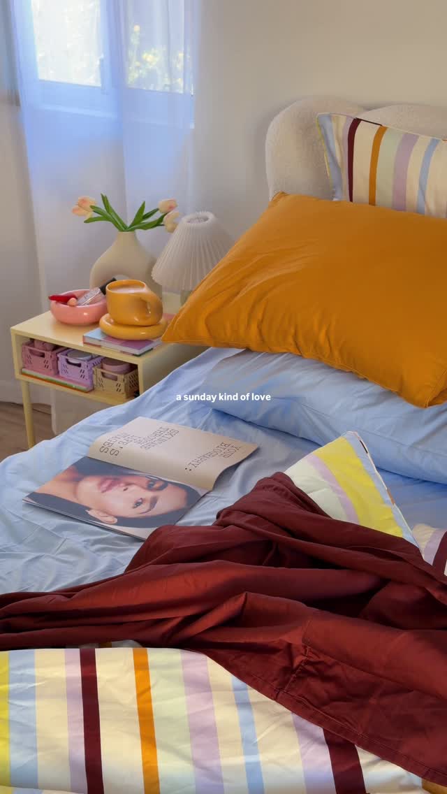 Instagram post by @jessfussell for Sheet Society. Caption reads: Sundays are for fresh sheets, warm coffee &....