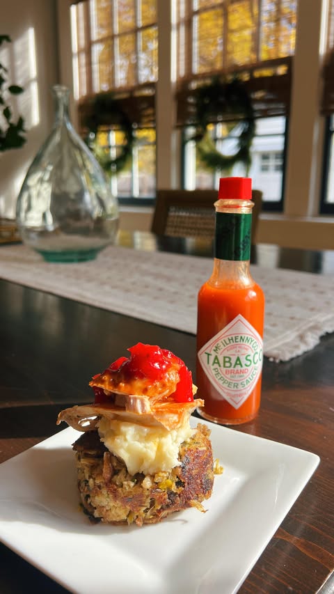 Instagram post by @kdmkitchen for TABASCO. Caption reads: [...] leftovers back to life with @Tabasco!  #ad....