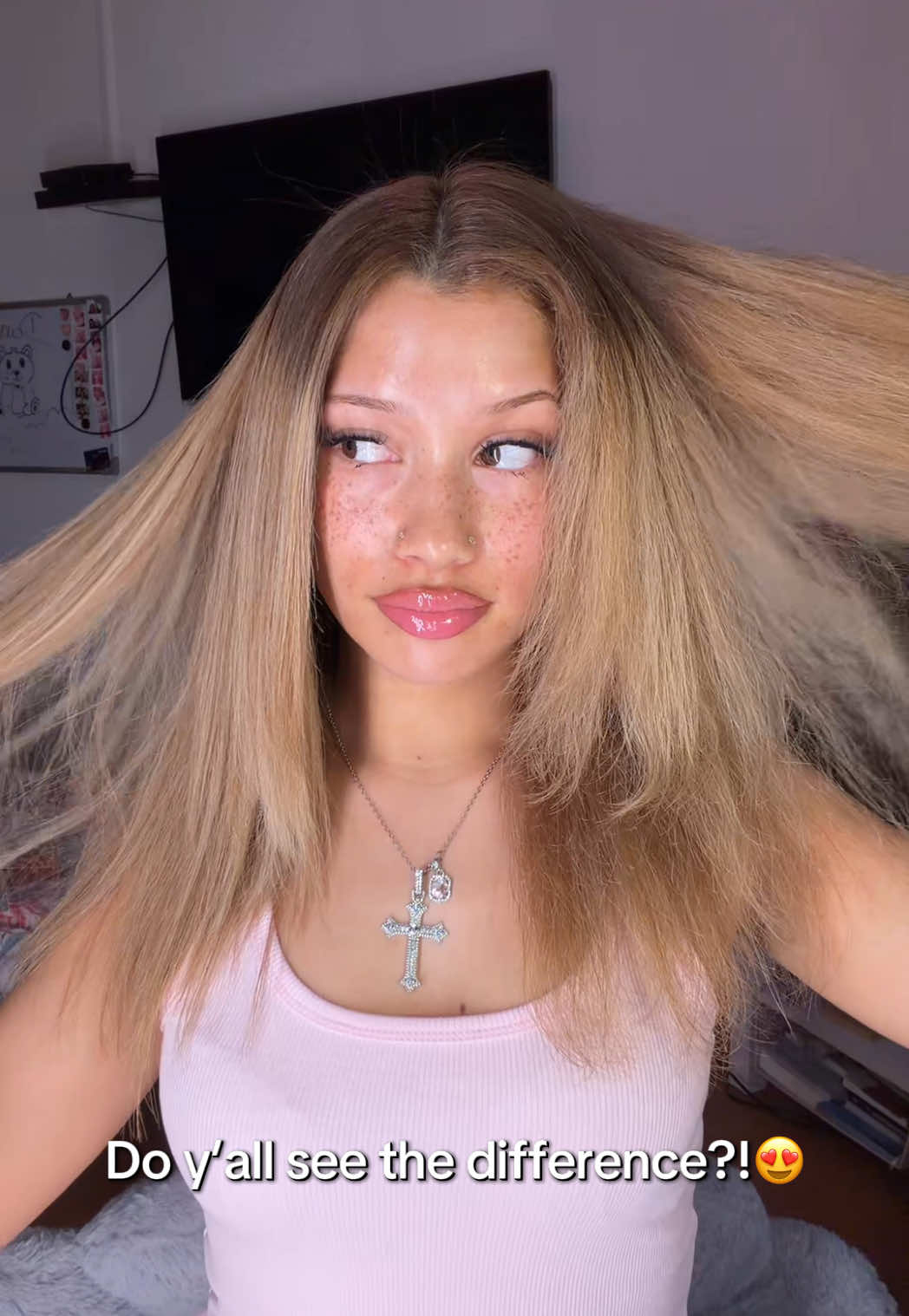 TikTok post by @tiktoktosti for TYMO Beauty. Caption reads: @TYMO BEAUTY US #tymobeauty #straightener [...].