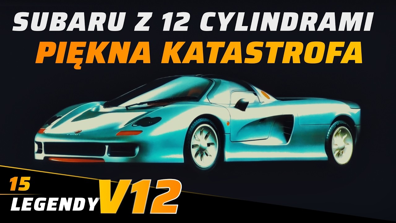 YouTube post by @MotoZinnej for DeAgostini. Caption reads: 12-cylinder from Subaru. Sounds like a dream.......