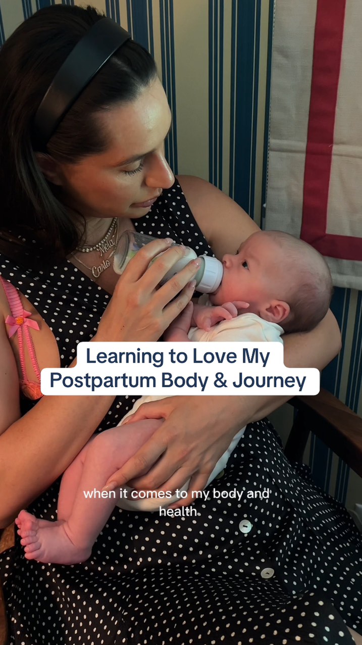 Instagram post by @piabaroncini for WeightWatchers. Caption reads: The postpartum journey is raw, joyful, and....