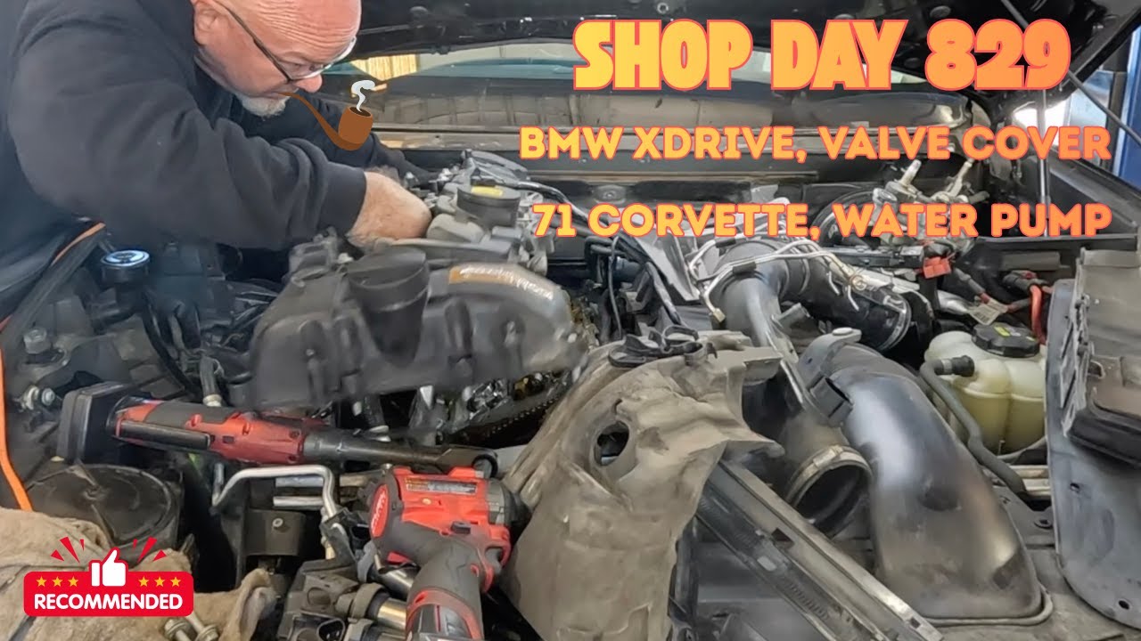 YouTube post by @JimmyMakingitwork for Sticker Mule. Caption reads: XDRIVE BMW VALVE COVER. 71 CORVETTE WATER PUMP P1.....
