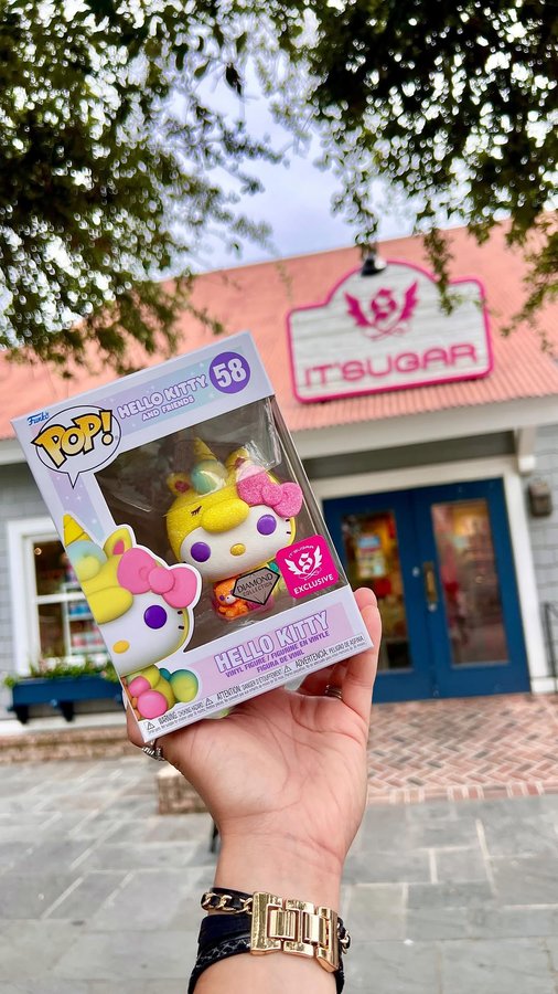 Instagram post by @mcmkitty for It'sugar. Caption reads: [...] Kitty Diamond Glitter Funko POP! is an....