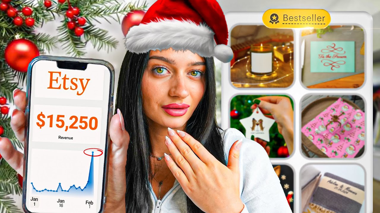 YouTube post by @moneywithmak for Creative Fabrica. Caption reads: Don't Miss These Christmas Items To Sell On Etsy....