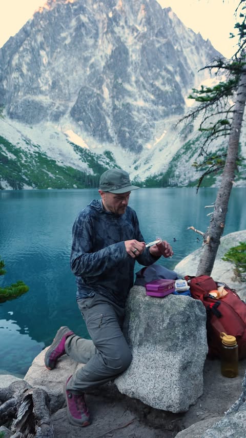 Instagram post by @adam.northwest for Victorinox. Caption reads: [...] heading out on a long hike! 🥾#ad The....