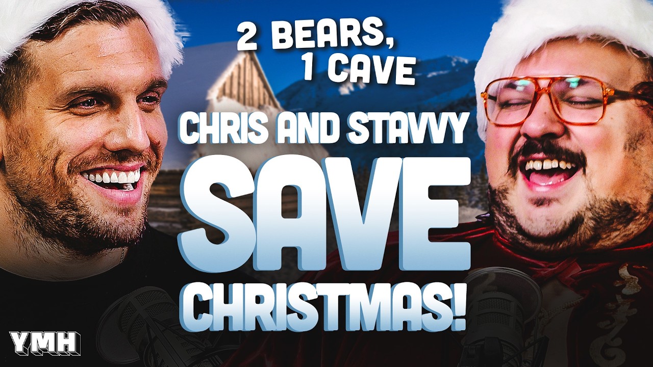 YouTube post by @YMHStudios for hims. Caption reads: Chris & Stavvy Save Christmas! | 2 Bears, 1 Cave.