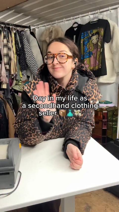 Instagram post by @charity_shop_life for Whatnot. Caption reads: [...] to sell secondhand clothes 😅📦👗 #ditl....