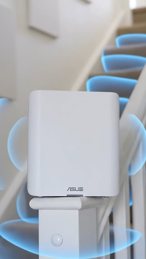 Instagram post by @tttechnologyuk for ASUS. Caption reads: The Asus ZenWiFi BT7 is an easy & simple solution....