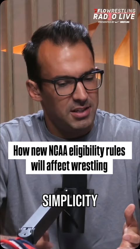 Instagram post by @cpyles for FloWrestling. Caption reads: New NCAA 5-for-5 eligibility rules starting this....