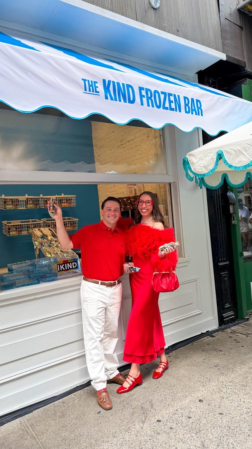 Instagram post by @cvazzana for KIND Snacks. Caption reads: Making date night everyday at the @KINDsnacks NYC....