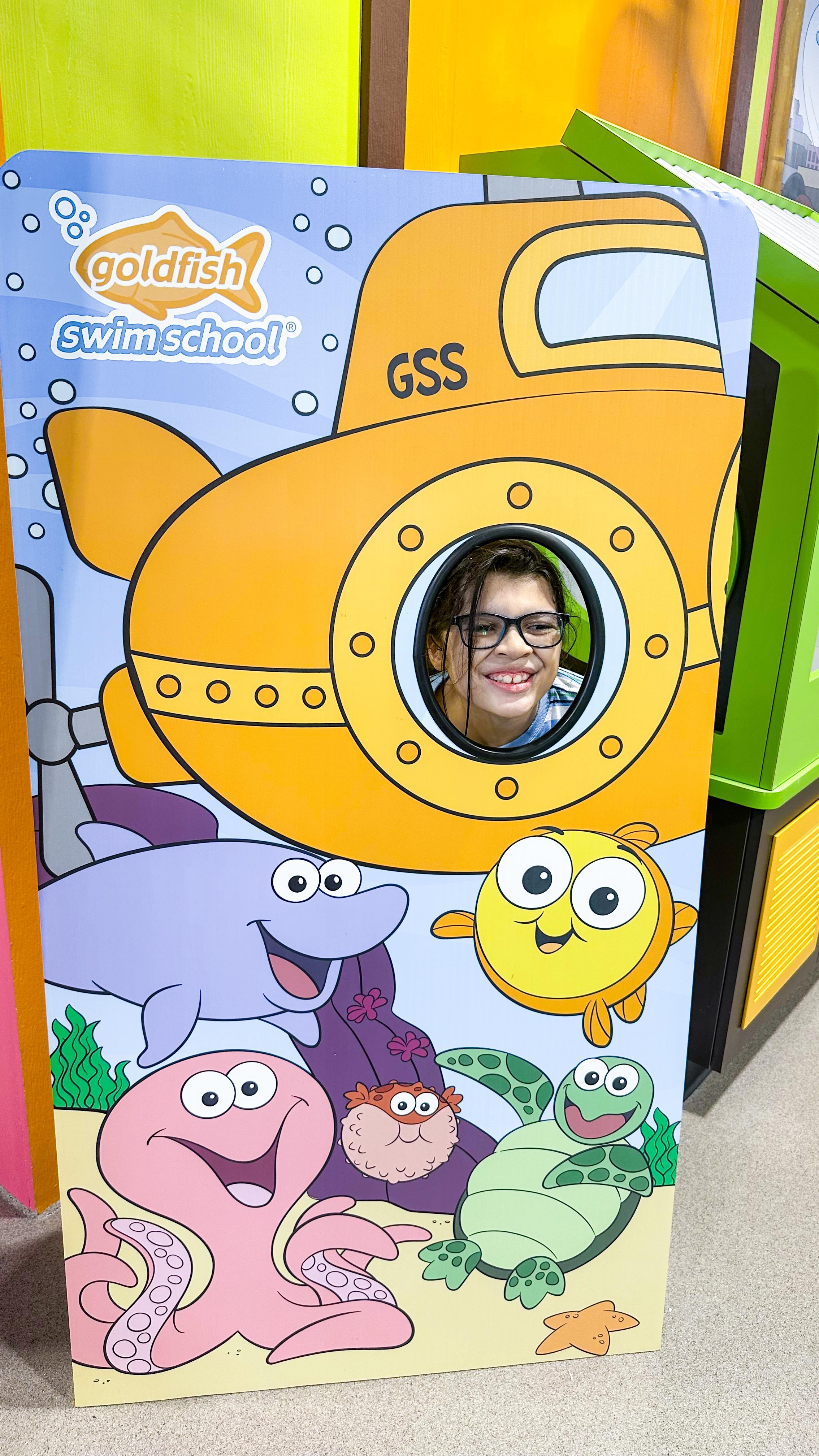 Instagram post by @thevegasmom for Goldfish Swim School. Caption reads: I’ve partnered with Goldfish Swim School! 🐠✨
From....