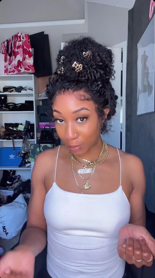 TikTok post by @crownmecutie for Ashimary Hair. Caption reads: @Ashimary Hair Beauty 4C edges Glueless Kinky....