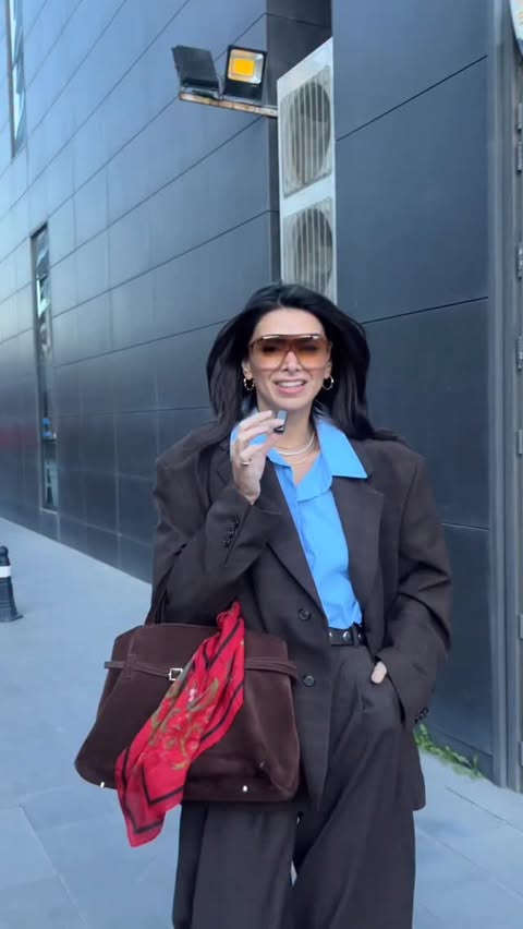 Instagram post by @selennergiz for Massimo Dutti. Caption reads: Latest Outfit🤎 #fyp #ootd #reklam 

Jacket, shirt....