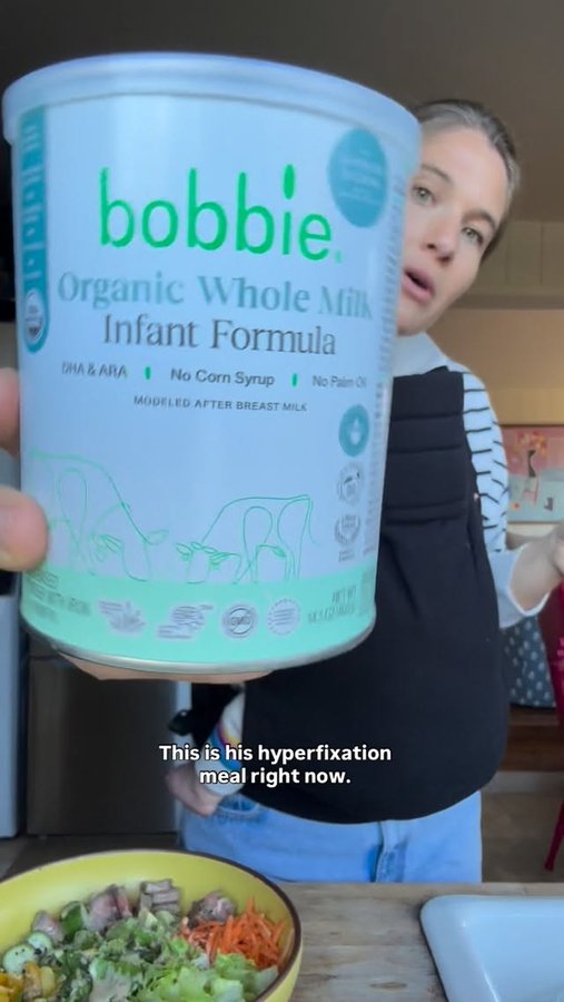 Instagram post by @carochambers for Bobbie. Caption reads: his and hers lunch🥰 with @bobbie 

mixing up a....