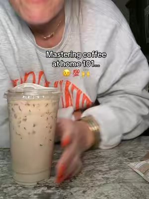 TikTok post by @proud_tennessee_mama for Caffeine, Candles & Chaos. Caption reads: [...] homemade cold foam! OMGGGGGG! @Caffeine,....