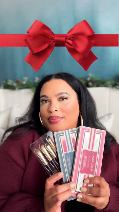 Instagram post by @rachelamyowens for – Laura Geller. Caption reads: If you need a cute holiday gift for your girls,....