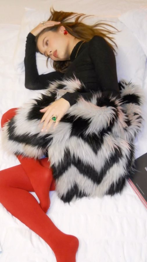 Instagram post by @nina.malara for Maison Foufou. Caption reads: Lazy sunday in bed fit for sure @maisonfoufoustore....