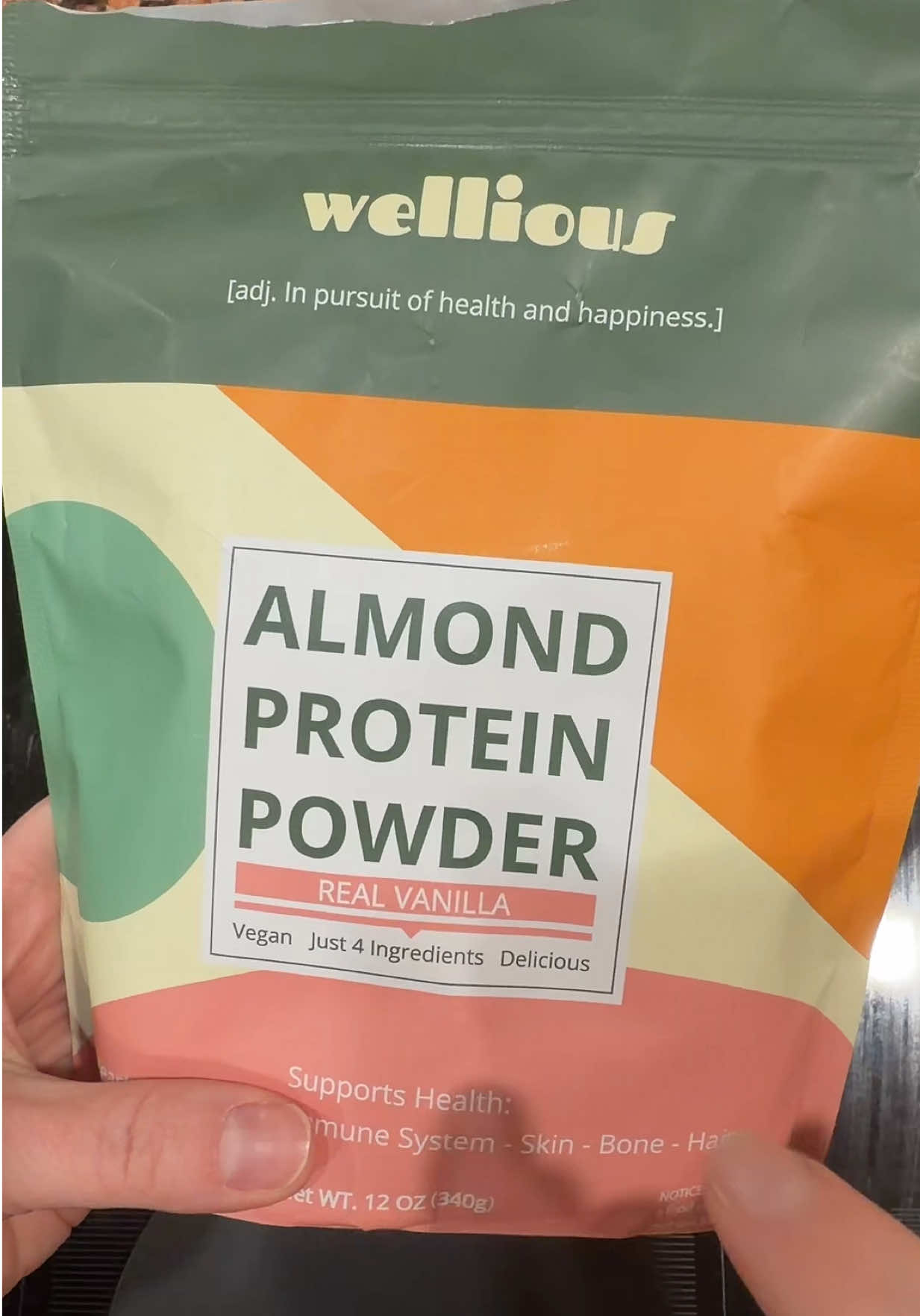 TikTok post by @homeschoolandcoldbrew for Wellious. Caption reads: [...] protein goals. I love the simplicity of....