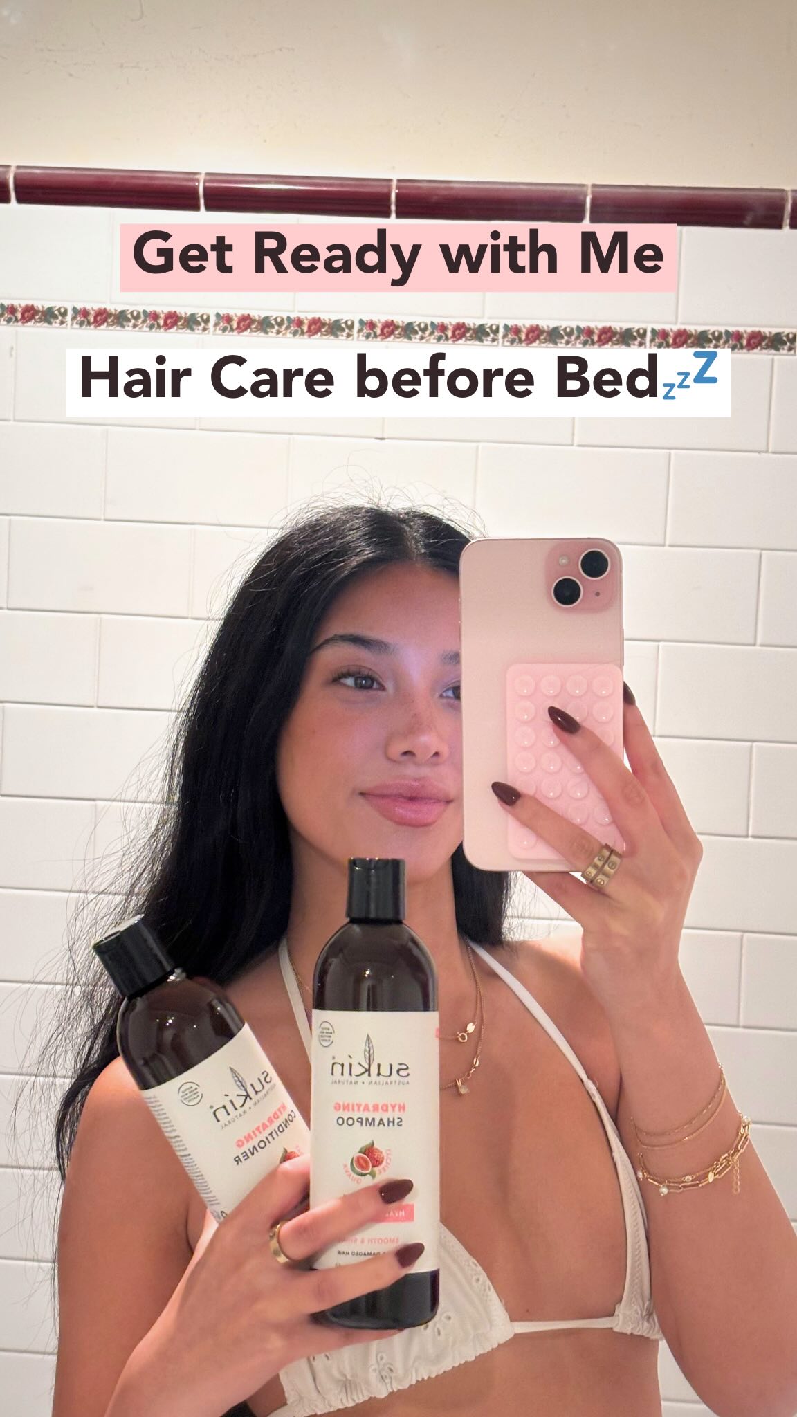 Instagram post by @xanthewessen for Sukin Natural Skincare. Caption reads: nighttime hair care with 
@sukinskincare....