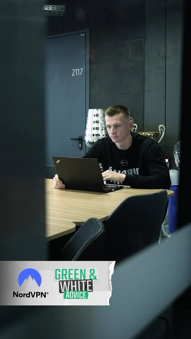 Instagram post by @bczalgiriskaunas for NordVPN. Caption reads: [...] in other countries with our partners....