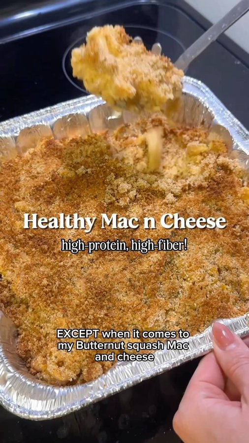 Instagram post by @dietitian.gabrielle for Kaizen Food Company. Caption reads: 🍝 High-Protein, High-Fiber Mac ‘n Cheese 💪
MY....