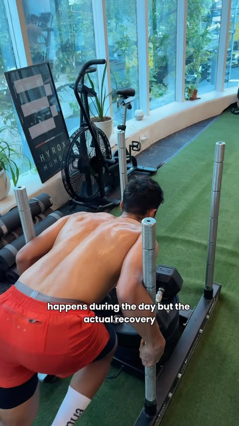 Instagram post by @sharmaji_lifts for MuscleBlaze. Caption reads: [...] happens at night while sleeping 🙌....