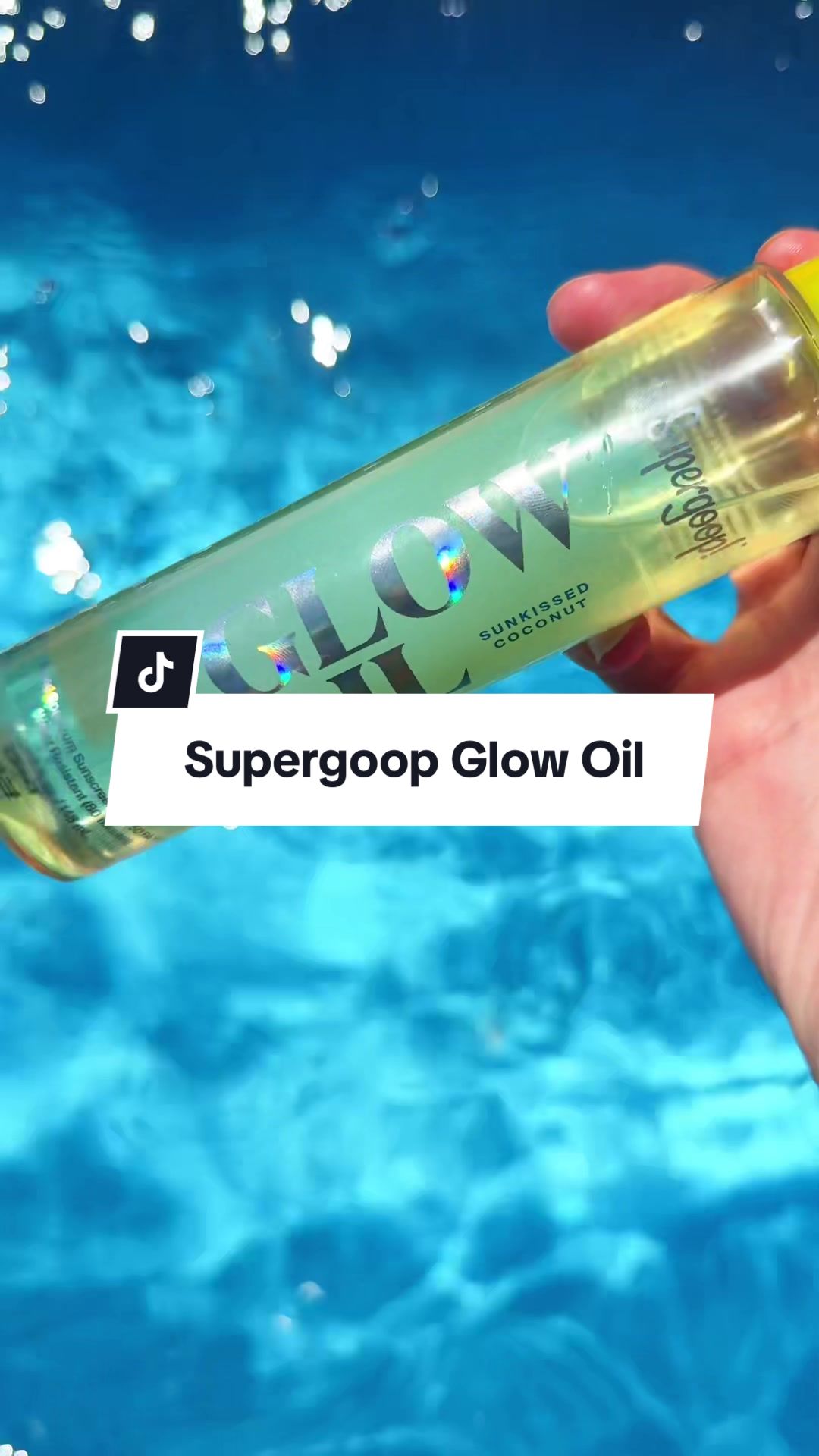 TikTok post by @brooke.alina for Supergoop. Caption reads: [...] body oil for summertime. @Supergoop....