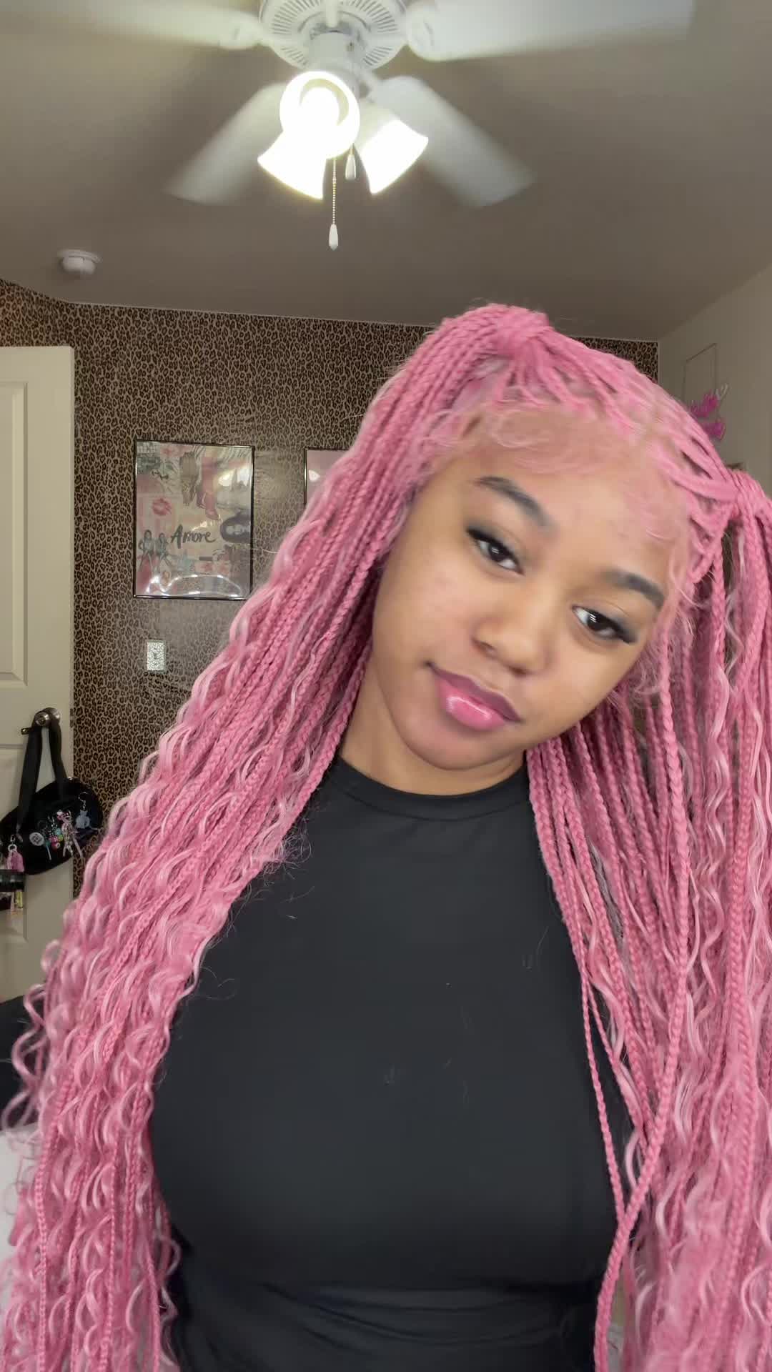 TikTok post by @lenealovee for Supernova Hair. Caption reads: Hair from @Supernova Hair Store #pinkwig....