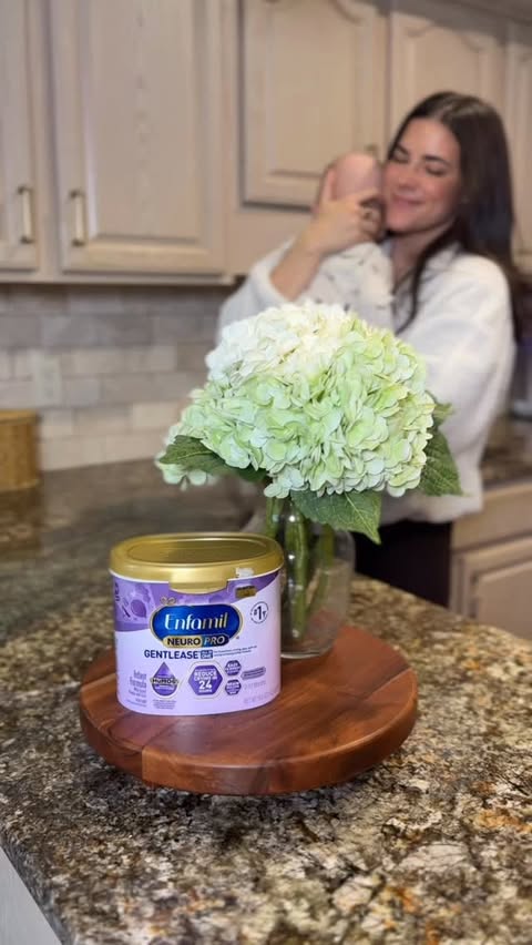 Instagram post by @brookevestrand for Enfamil. Caption reads: A happy tummy is a happy family, and @enfamil....