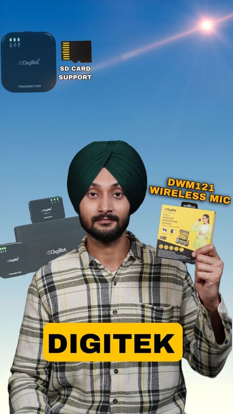 Instagram post by @thesahilfam for Digitek. Caption reads: [...] range, clear sound, no lag, no breaks.....