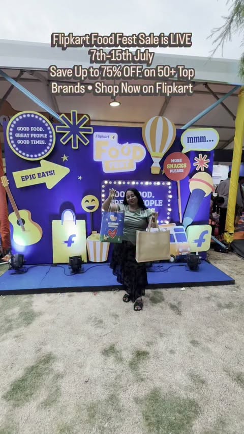 Instagram post by @mahejabeena_ for Kinder. Caption reads: The Flipkart Food Fest is LIVE, and it’s the....