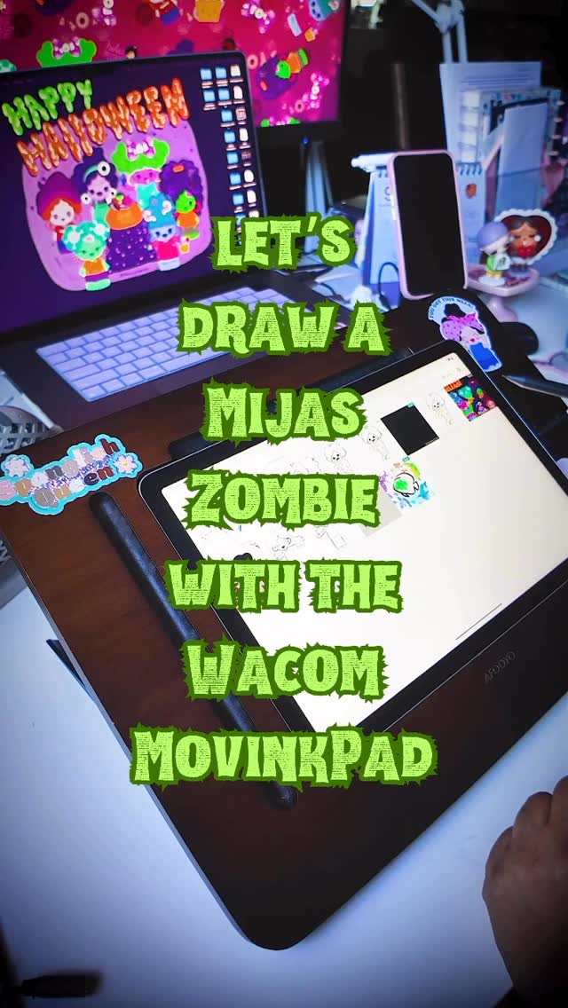 Instagram post by @holamijasbonitas for Wacom. Caption reads: [...] create a spooky Zombie Mija using the @wacom....
