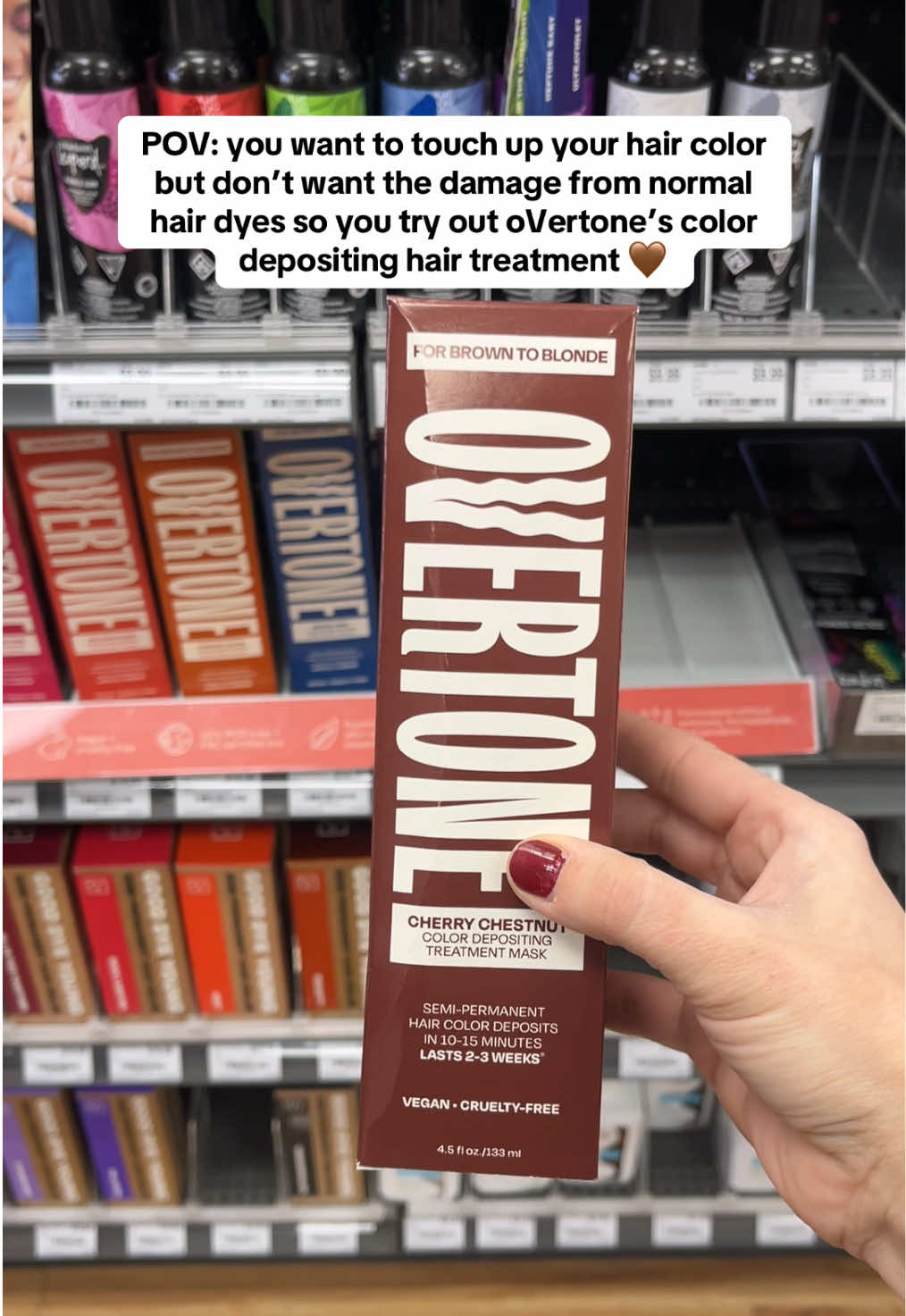 TikTok post by @mamaruppert for oVertone Color. Caption reads: [...] feel sooo soft afterwards 🙌🏼🤎 @oVertone....