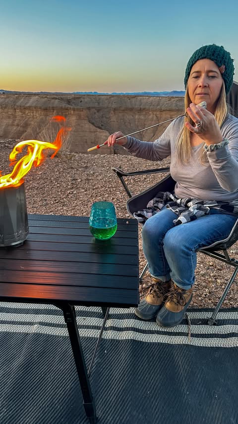 Instagram post by @gills_on_wheels for Portal Outdoors. Caption reads: [...] and cooking outside on a table by....