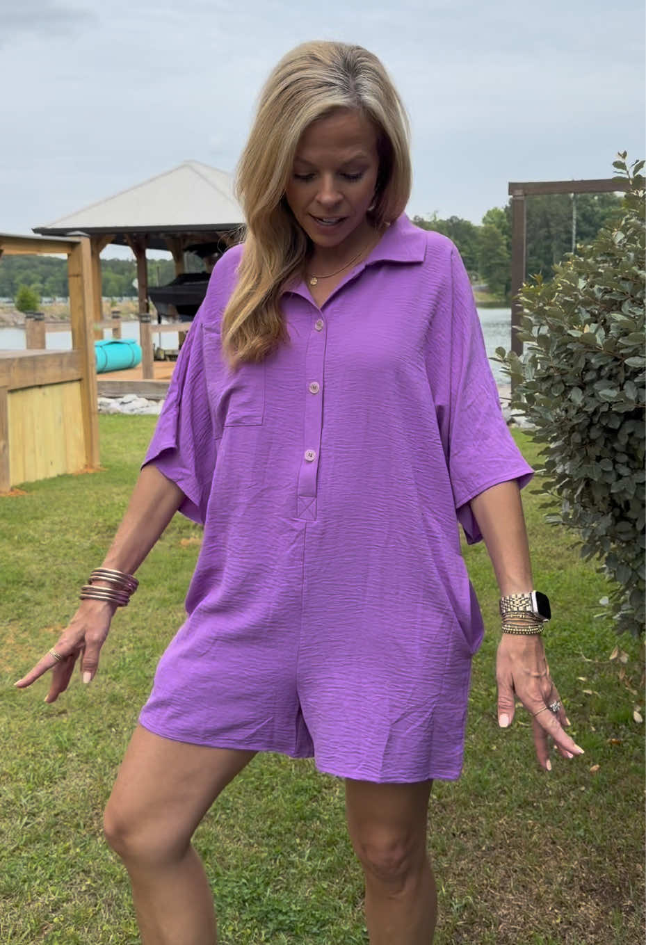 TikTok post by an influencer for Shewin. Caption reads: Love this cutie romper!!! The color is....