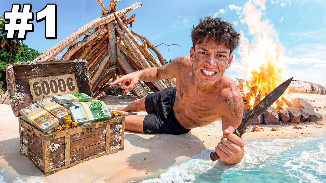 YouTube post by @capfacose for Revolut. Caption reads: I survive 7 days on my desert island for €5000..