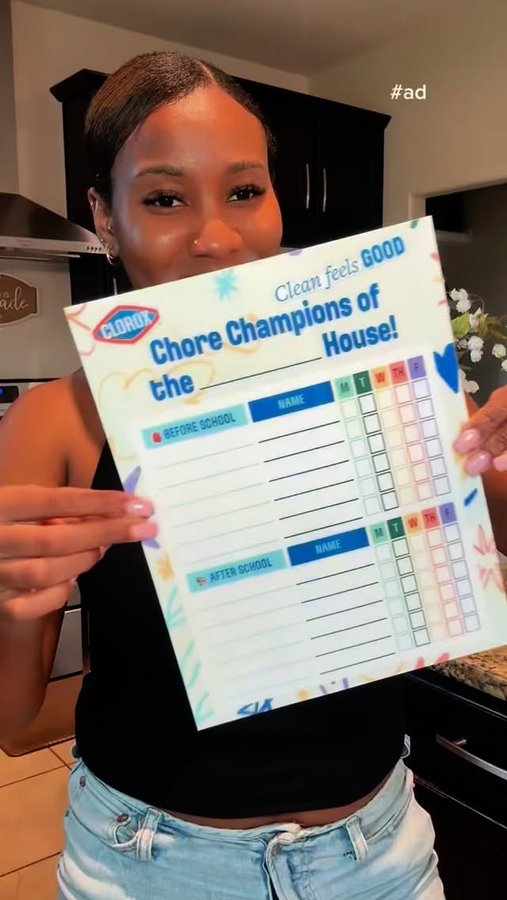 Instagram post by @lifewithcina for Clorox. Caption reads: #Ad Demi’s officially in kindergarten 🥹 so I....