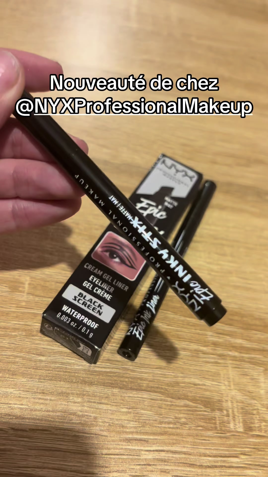 TikTok post by @melmumfun26 for NYX Professional Makeup HR. Caption reads: J’aime trop la texture ! @NYX Professional Makeup....