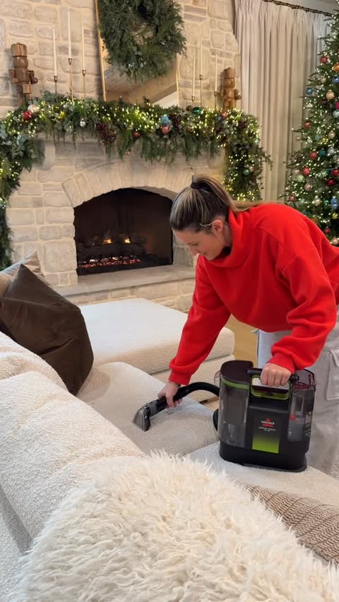 Instagram post by @ashleymariesavage for BISSELL. Caption reads: #ad Getting ready for the holidays is… a whole....