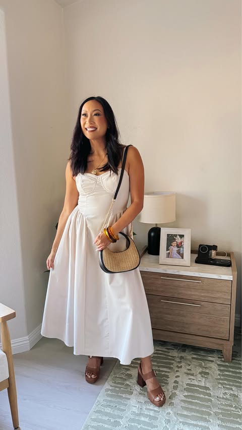 Instagram post by an influencer for SHEIN. Caption reads: [...] this dreamy white dress from SHEIN is my....