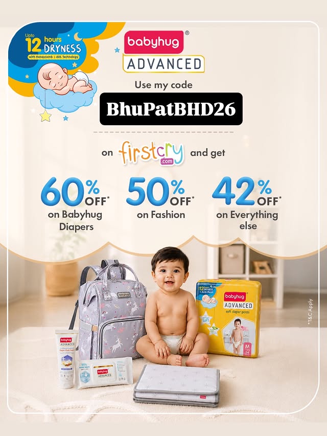 Instagram post by @mini.momentslife for Babyhug. Caption reads: [...] #collaboration with @babyhug @FirstcryIndia....
