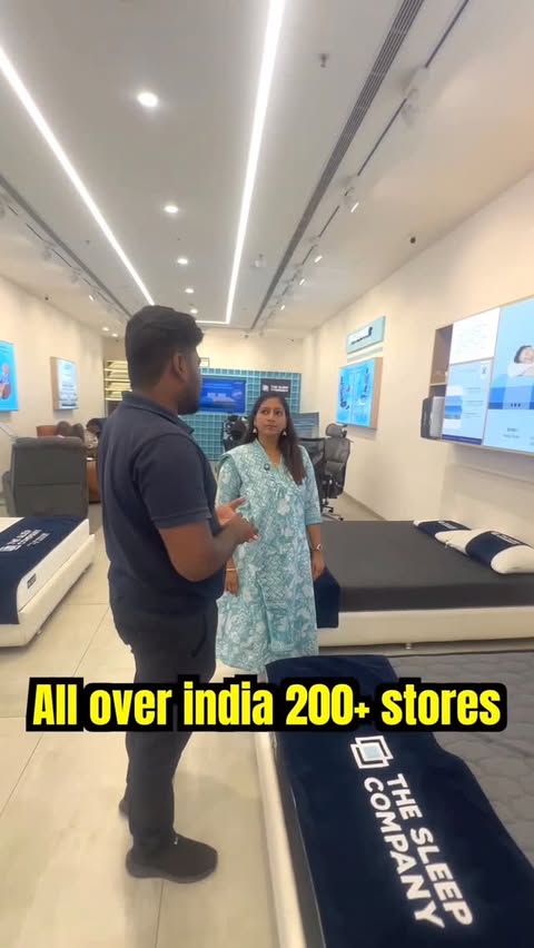 Instagram post by @akilakannanvlogs for The Sleep Company. Caption reads: [...] setup needs an upgrade 😣 Choose The Sleep....