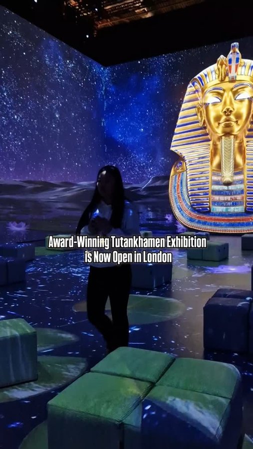 Instagram post by @winniefoodiemoments for fvrup.com. Caption reads: AD Tutankhamen Immersive Exhibition Opens Today at....