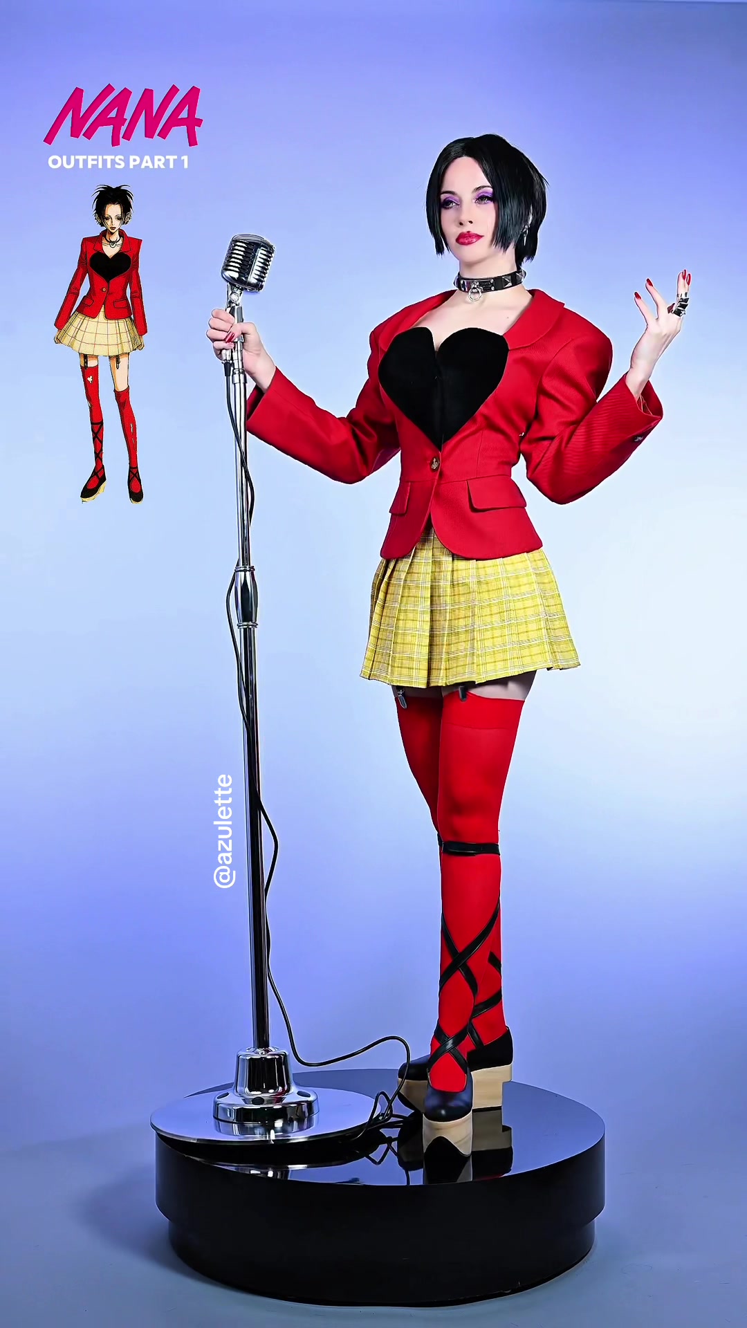 TikTok post by @azulette for Vivienne Westwood. Caption reads: Nana Osaki ❤️ Outfits Pt. 1 Wearing pieces from my....