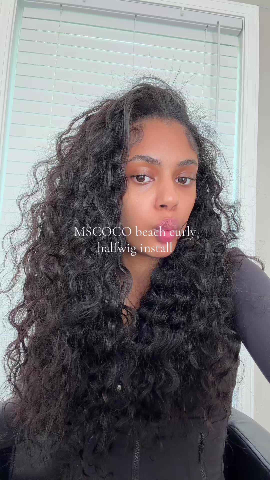 TikTok post by @user711drafts for Mscoco Hair. Caption reads: @Mscoco Hair 💞 #halfwig #curlyhair....