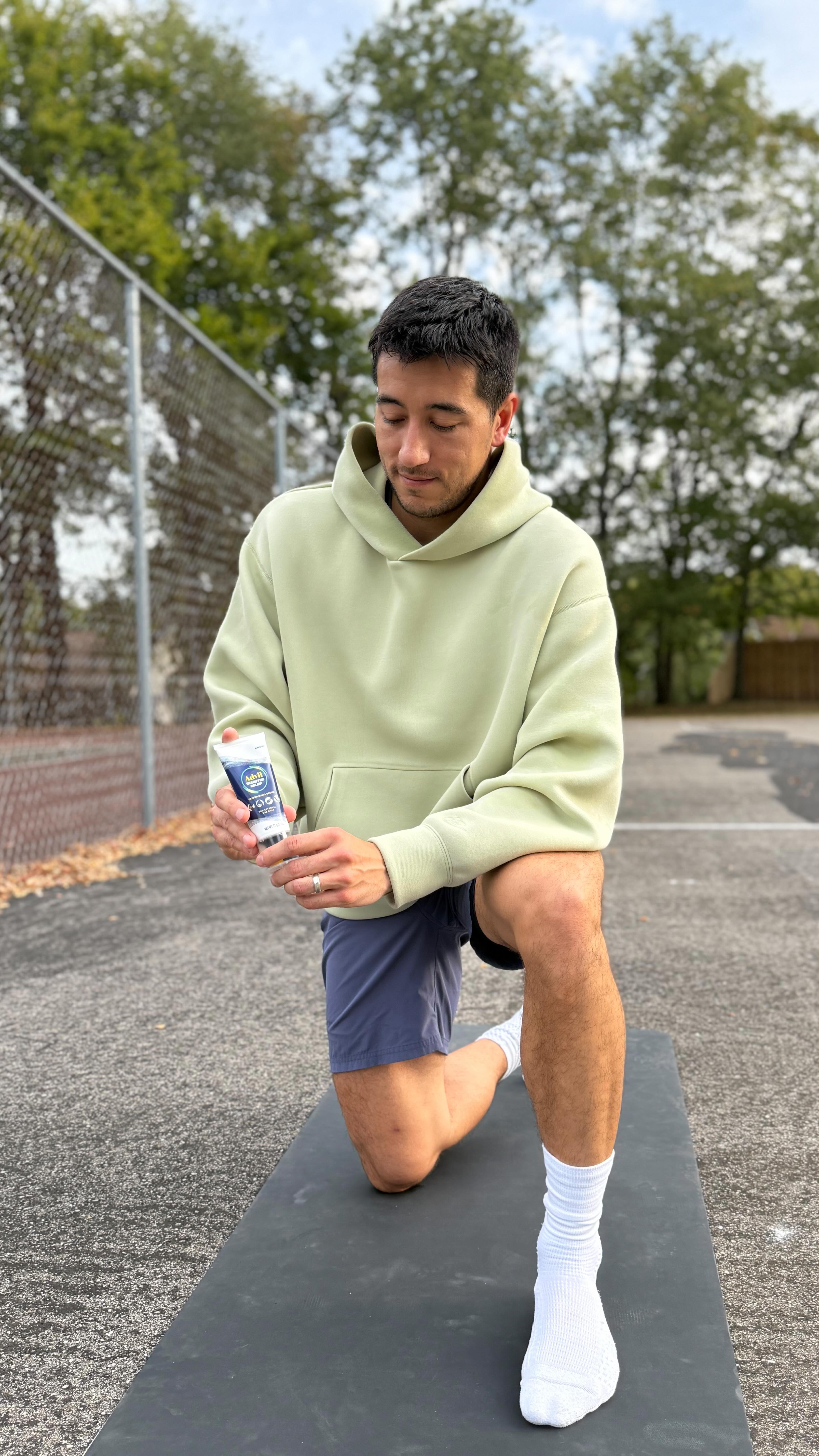 Instagram post by @gerekmeinhardt for Advil. Caption reads: #Ad: Getting back to what you love starts with....