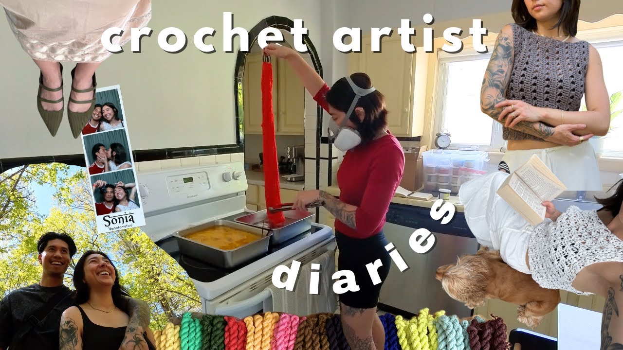 YouTube post by @itserinb for Darn Good Yarn. Caption reads: summer days in boston 𓇢𓆸 crochet artist & indie....