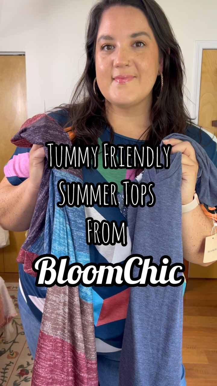Instagram post by @laura.m.clifford for Bloomchic. Caption reads: #AD| These tops from @bloomchic are soft and....