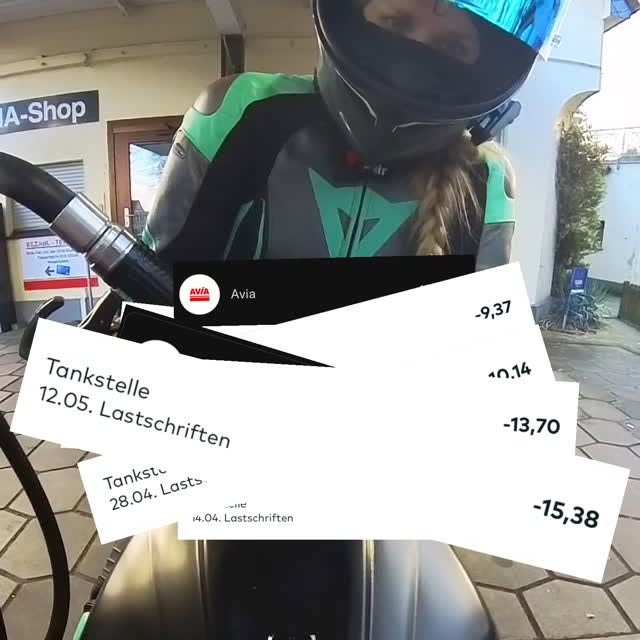 Instagram post by @jasm.nn for Dainese. Caption reads: A lot of fuel.. ⛽️😅 . . . [Anzeige] #bikelife....